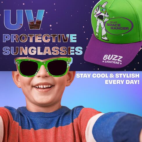 Get Trend Baseball Cap and Kids Sunglasses Set Adjustable Breathable Sun Hat 100% UV Summer Accessories Gifts for Boys in Kuwait
