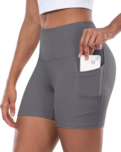 شورتات يوجا من Chrleisure Womens مع الجيب ، والتحكم في البطن عالية الخصر 5 بوصات شورت الرياضي الرياضي الرياضي الرياضي in Kuwait