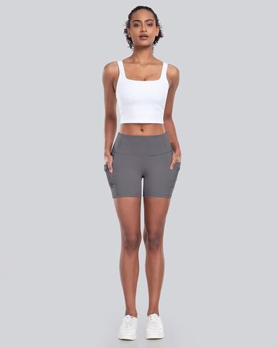 شورتات يوجا من Chrleisure Womens مع الجيب ، والتحكم في البطن عالية الخصر 5 بوصات شورت الرياضي الرياضي الرياضي الرياضي in Kuwait