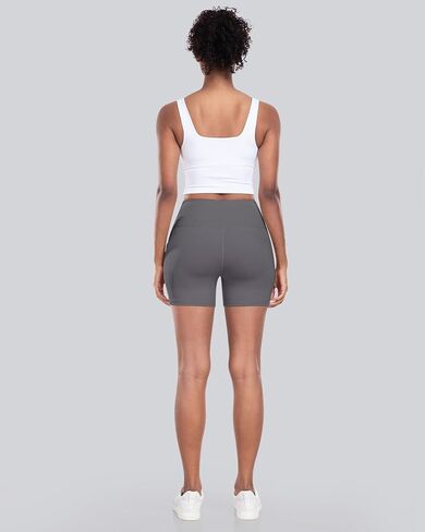 شورتات يوجا من Chrleisure Womens مع الجيب ، والتحكم في البطن عالية الخصر 5 بوصات شورت الرياضي الرياضي الرياضي الرياضي in Kuwait