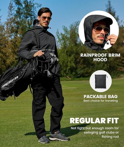 SWISSWELL Rain Suit Waterproof Breathable Lightweight Packable 2 Pieces Rainwear Rain Gear for Golf Hiking Fishing in Saudi Arabia