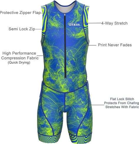 Wixen Men’s Triathlon Suit –Breathable & Padded Tri Suit for Swim, Bike & Run | Race Day Gear for Triathletes in Saudi Arabia