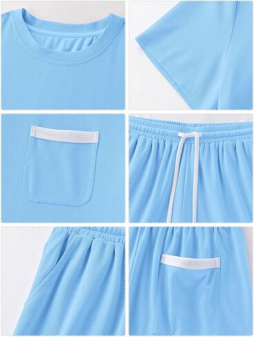 OLEMEK Men's 2 Piece Outfits Waffle Knit Shirt and Shorts Set Short Sleeve Tracksuits Athletic Casual Summer Outfit in Kuwait