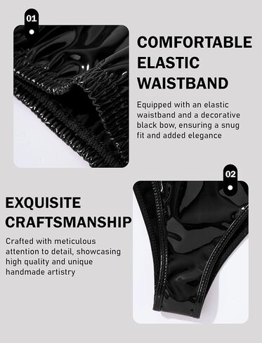 SEAUR Women’s Sexy Cheeky Panties Shiny PU Leather Underwear Rave Bottom in Saudi Arabia