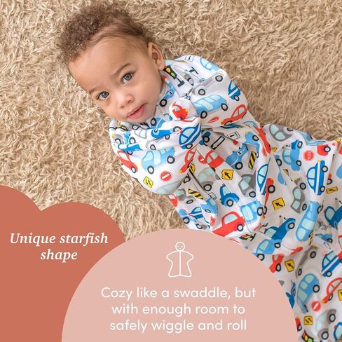 SleepingBaby Zipadee-Zip Transition Swaddle - Baby Swaddling Blanket with Zipper Convenience - Roomy Baby Wearable Blanket for Easy Diaper Changes - Triple Stripe, Medium (6-12 Month) in Saudi Arabia