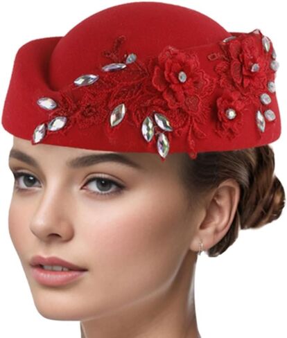 Rhinestones Flower Berets Hat for Cocktail Party 1920s Women Fascinator Caps Theme Party Costume Hat All Matching in Kuwait