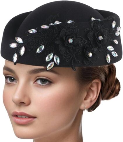 Rhinestones Flower Berets Hat for Cocktail Party 1920s Women Fascinator Caps Theme Party Costume Hat All Matching in Kuwait