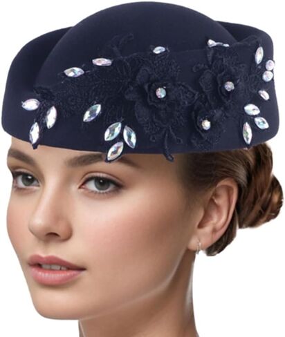 Rhinestones Flower Berets Hat for Cocktail Party 1920s Women Fascinator Caps Theme Party Costume Hat All Matching in Kuwait