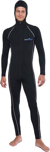 EcoStinger® Men Full Body Stinger Suit Dive Skin with Hood UV Swimsuit UPF50+ Black Silver Stitch in Saudi Arabia