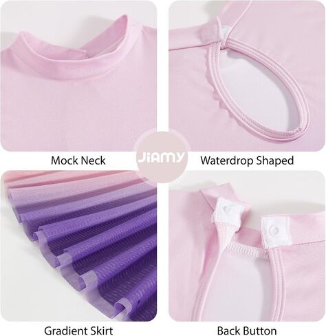 JiAmy Girls Ballet Leotards 4 Pcs with Removable Skirt Gradient Color Dance Dress Outfit Combo Tights Scrunchy 4-12Y in Saudi Arabia