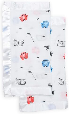 Lulujo Baby Security Blanket Soft Breathable Cotton Muslin Baby Blanket, 16" x 16" Hockey in Saudi Arabia