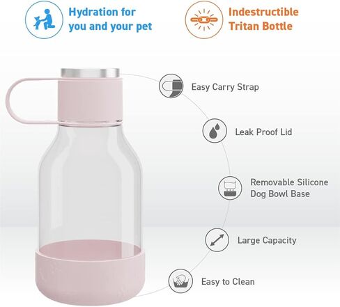 Asobu Barkley Tritan Bottle 50 Ounce with a Detachable Silicone Dog Bowl (Pink) in Saudi Arabia