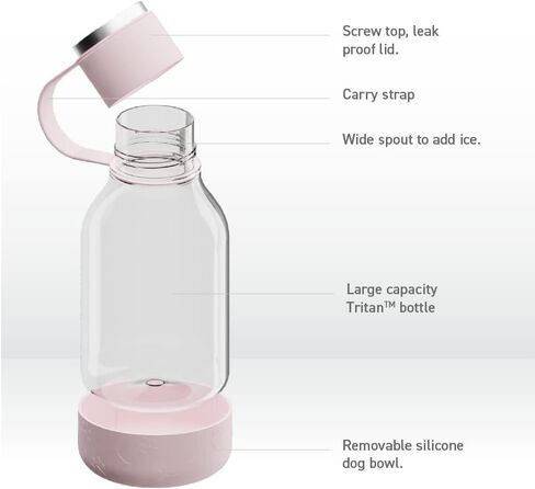 Asobu Barkley Tritan Bottle 50 Ounce with a Detachable Silicone Dog Bowl (Pink) in Saudi Arabia