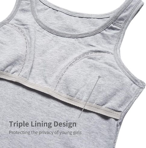 QBK 6-16Years Girls Tank Top with Built in Bra Training Bras Cotton Camisole Built in Bra Undershirts with Shelf Bra in Saudi Arabia
