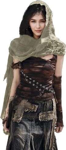 Girls Wrap Dune Wasteland Hooded Shawl Kids Scarf Shaman Cowl for Pirate Viking Medieval Renaissance Costume in Saudi Arabia