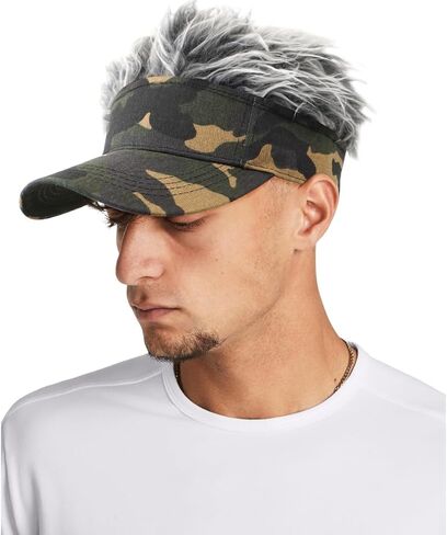 Mens Visor Cap with Fake Hair Novelty Golf Hats Wig Hat Spiked Adjustable Baseball Cap in Kuwait