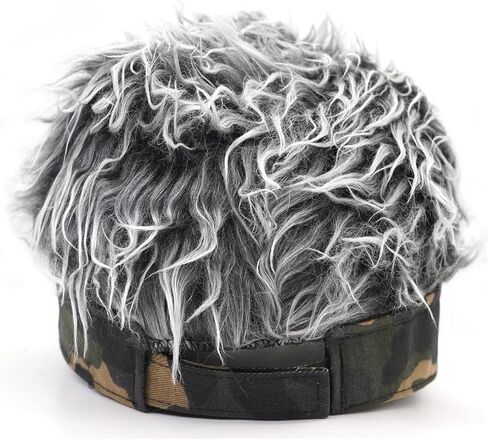 Mens Visor Cap with Fake Hair Novelty Golf Hats Wig Hat Spiked Adjustable Baseball Cap in Kuwait