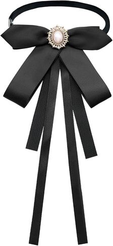 Bow Tie for Women Satin Ribbon Womens Bow Tie Pre-tied Clip on Bowtie for Girls School Uniform Accessories in Saudi Arabia