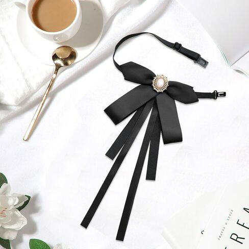 Bow Tie for Women Satin Ribbon Womens Bow Tie Pre-tied Clip on Bowtie for Girls School Uniform Accessories in Saudi Arabia