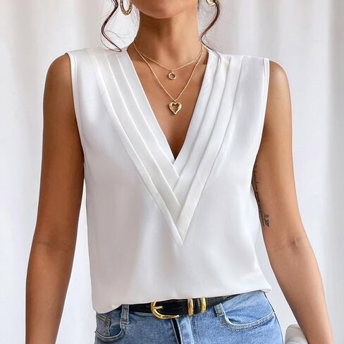 Women's Summer New V Neck Solid Color Tank Top Workout Loose Tops Women in Saudi Arabia