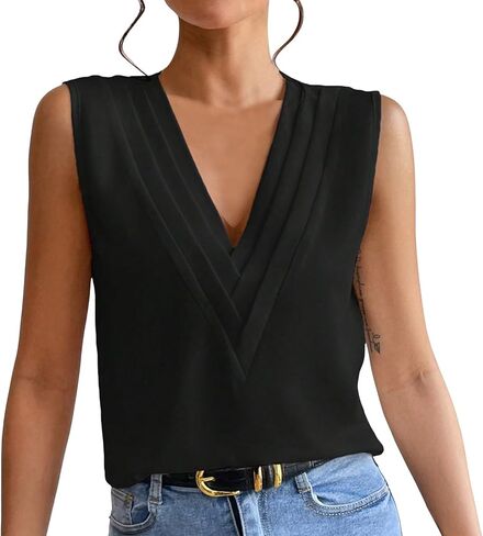 Women's Summer New V Neck Solid Color Tank Top Workout Loose Tops Women in Saudi Arabia