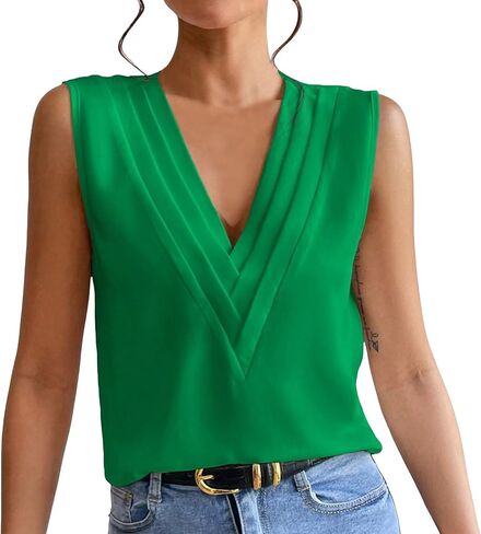 Women's Summer New V Neck Solid Color Tank Top Workout Loose Tops Women in Saudi Arabia