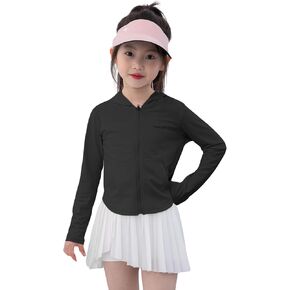 Rolanko Kids Zip Up Sun Hoodie UPF50+ Lightweight UV Protection Athletic Jacket Slim Fit Girls Workout Tops in Kuwait