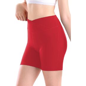 Girls V Cross Waist Athletic Shorts, Kids Soft Bike Volleyball Yoga Dance Running Cheer Gymnastics Gym Workout Shorts in Saudi Arabia