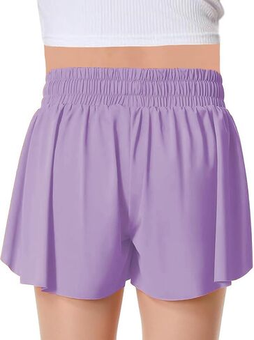 MODERN ASIR 3 Pack Girls Flowy Shorts with Spandex Liner 2-in-1 Youth Butterfly Skirts for Fitness, Running, Sports in Saudi Arabia