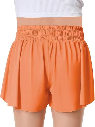 MODERN ASIR 3 Pack Girls Flowy Shorts with Spandex Liner 2-in-1 Youth Butterfly Skirts for Fitness, Running, Sports in Saudi Arabia