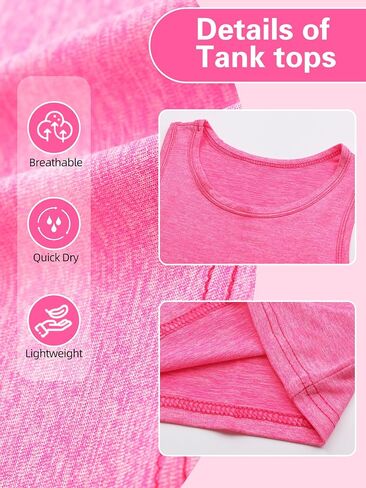 Girls/Kids/Teen Quick Dry Tank Tops Undershirts Moisture Wicking Active Athletic Sleeveless Shirts （Age 5-16Y） in Saudi Arabia