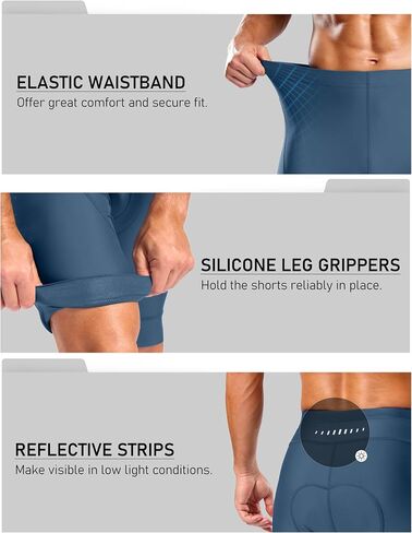 Bikewa Men's Cycling Shorts with Silicone Leg Grippers Padded Bike Bicycle Biking Shorts for Men No Pockets in Kuwait