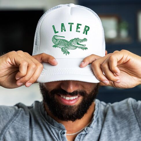 Later Gator Trucker Hat for Men & Women Funny Foam Front Classic 5 Panel Mesh Snapback in Saudi Arabia