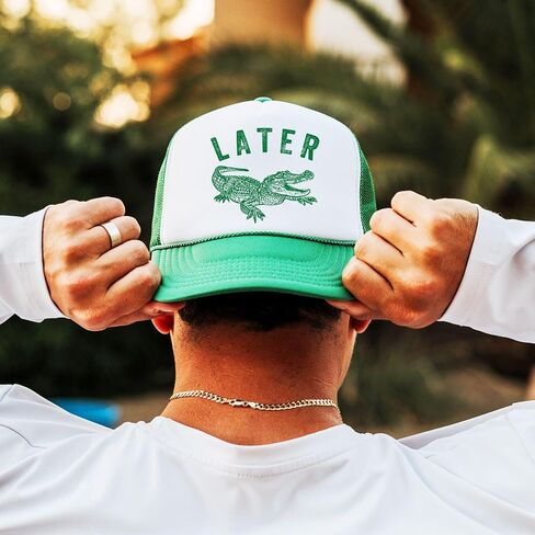 في وقت لاحق Gator Trucker Hat للرجال والنساء مضحكة رغوة FOAM CLASSIC 5 PANE MESH SNAPBACK in Kuwait