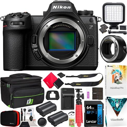 هيكل كاميرا Nikon Z6III بدون مرآة FX 6K بإطار كامل مع عدسة NIKKOR مقاس 24-70 مم F4 S وحزمة 1892 تتضمن حقيبة تصوير Deco Gear + بطارية إضافية + LED + مرشحات + مجموعة برامج وملحقات in Saudi Arabia