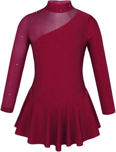 Girls Figure Ice Roller Skating Ballet Dance Gymnastics Leotard Dress,Stage Performance Costume in Saudi Arabia