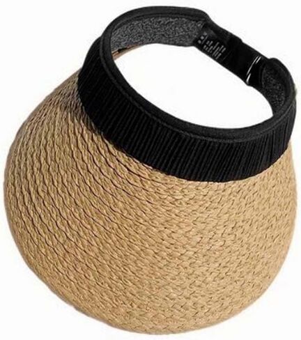 Sun Visor Hats for Women Wide Brim Straw Visors Womens Foldable Beach Visors Summer Packable Ponytail Beach Hat UPF50+ Khaki in Saudi Arabia