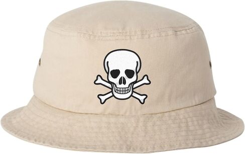 Go All Out Skull & Crossbones Bucket Ponytail Visor Embroidered Cap Dad Hat in Kuwait