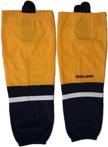 Bauer 800 Series Ice Hockey Sock ، Gold W/ Navy & White ، Senior S-M in Saudi Arabia