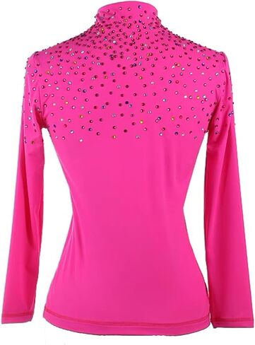 Girl's Ice Figure Skating Training Top with Plush Colored Diamonds Skating Training Clothes in Kuwait