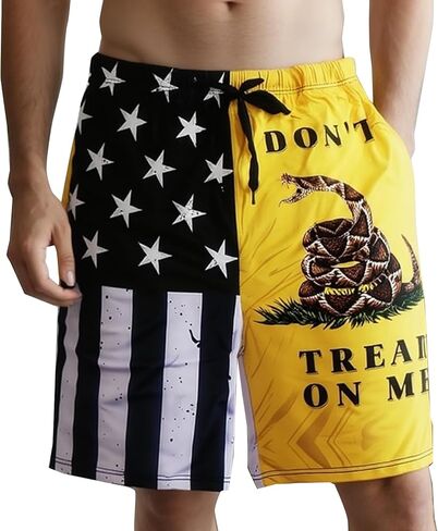 Evankin Mens Casual Shorts American USA Flag Trunks Summer Beach Stretch Panties with Pockets and Drawstrings in Kuwait
