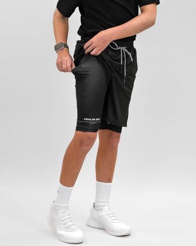 Christian Performance Shorts - Youth/Kids Gym & Sport Shorts with Pockets & Compression Liner, Bible Verse Activewear in Saudi Arabia