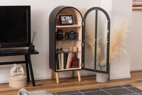 PaletteLife Figurine-Case 4 Tiers Collection-Case Mirror-Backboard Woodgrain Pink BLT-612PK in Saudi Arabia