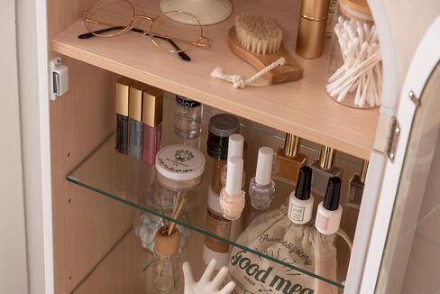 PaletteLife Figurine-Case 4 Tiers Collection-Case Mirror-Backboard Woodgrain Pink BLT-612PK in Saudi Arabia