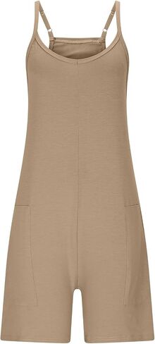 Wide Leg Jumpsuit for Women Rompers Summer Sleeveless Casual Loose Fit Jumpersuits Spaghetti Strap Short Overalls in Saudi Arabia