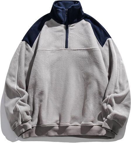 Aelfric Eden Quarter Zip Sweatshirt Mens Oversized Sweatshirts Contrast Color Zipper Fleece Pullover in Saudi Arabia