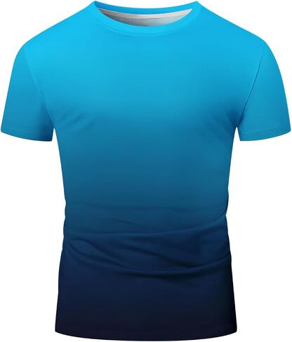 Gradient Color T Shirts for Men Summer Casual Short Sleeve Tshirts Street Fashion Tees Ombre Slim Fit Crewneck Tops in Kuwait