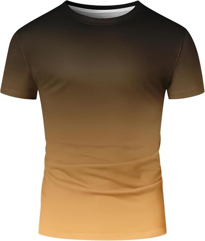 Gradient Color T Shirts for Men Summer Casual Short Sleeve Tshirts Street Fashion Tees Ombre Slim Fit Crewneck Tops in Kuwait