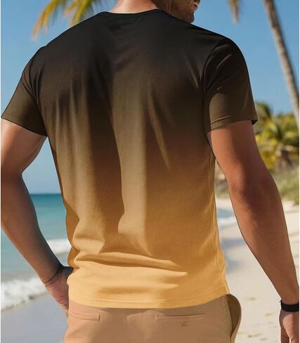 Gradient Color T Shirts for Men Summer Casual Short Sleeve Tshirts Street Fashion Tees Ombre Slim Fit Crewneck Tops in Kuwait
