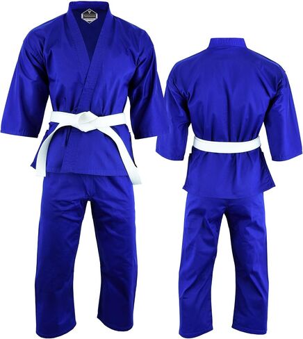 Regular Light Weight Karate Open Coat Uniform 8 Oz Cotton Poly White Belt Included in Saudi Arabia